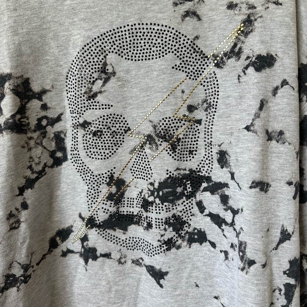 Vintage Havana Oversized Rhinestone Skull Graphic Abstract-Print Pullover Size S - Picture 2 of 8